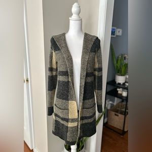 Cyrus Black and Tan Hooded Cardigan Size XS